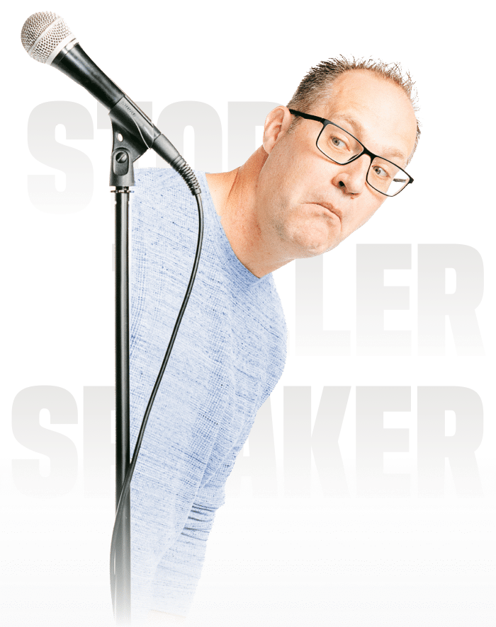 Shawn behind the mike